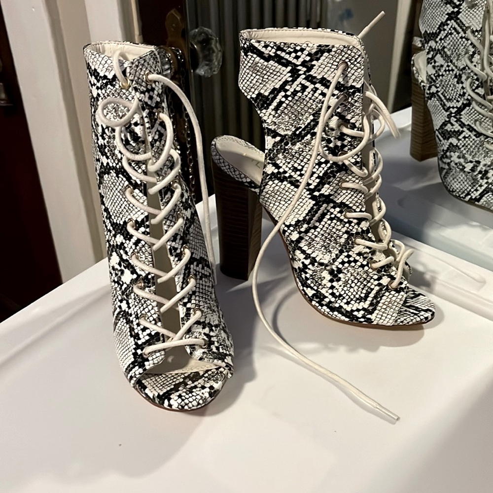 Snake print heels